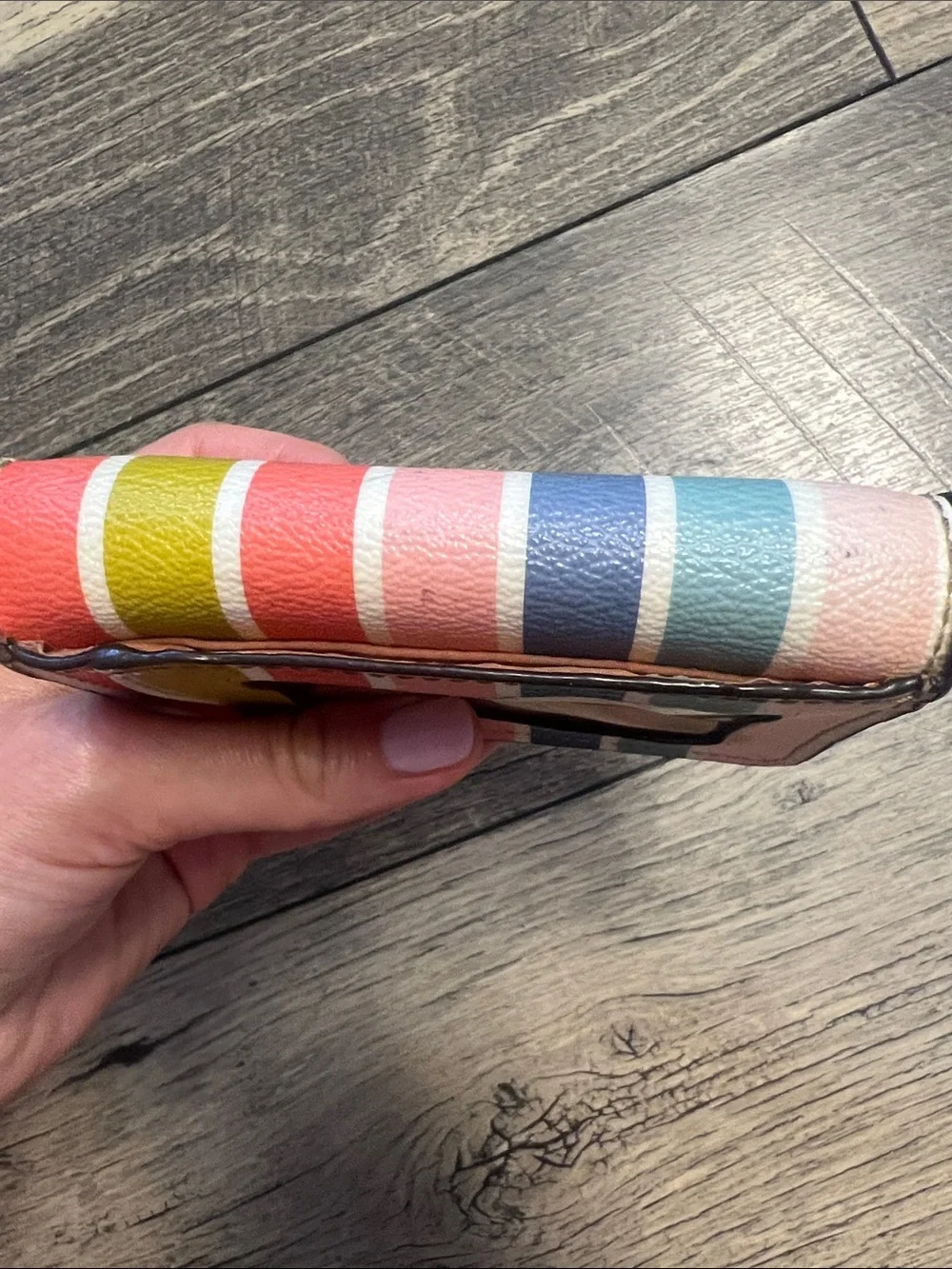 Coach Striped Leather Wallet - Pink, Blue, Coral, Yellow, Navy